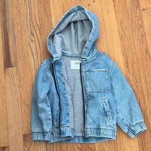 Zara Boys Light Blue Hooded Denim Jacket
